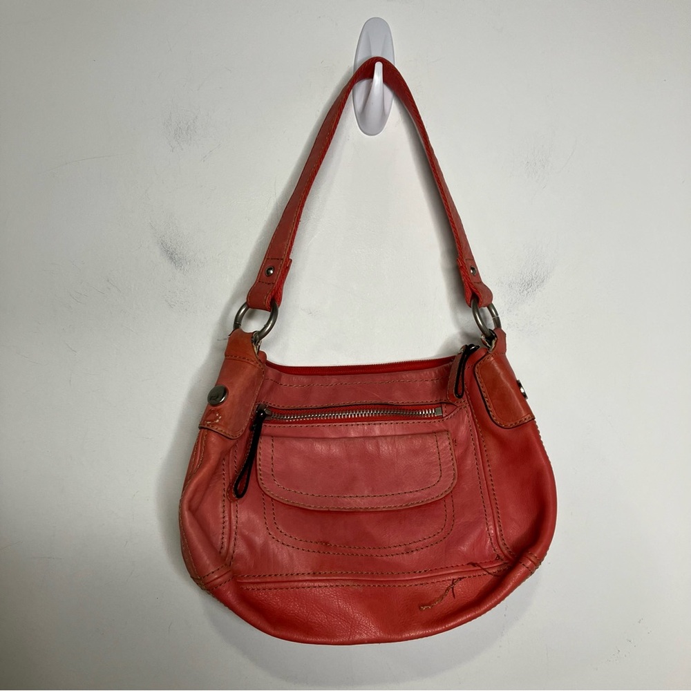 Fossil coral leather shoulder bag Y2K vintage casual‎ women’s medium size